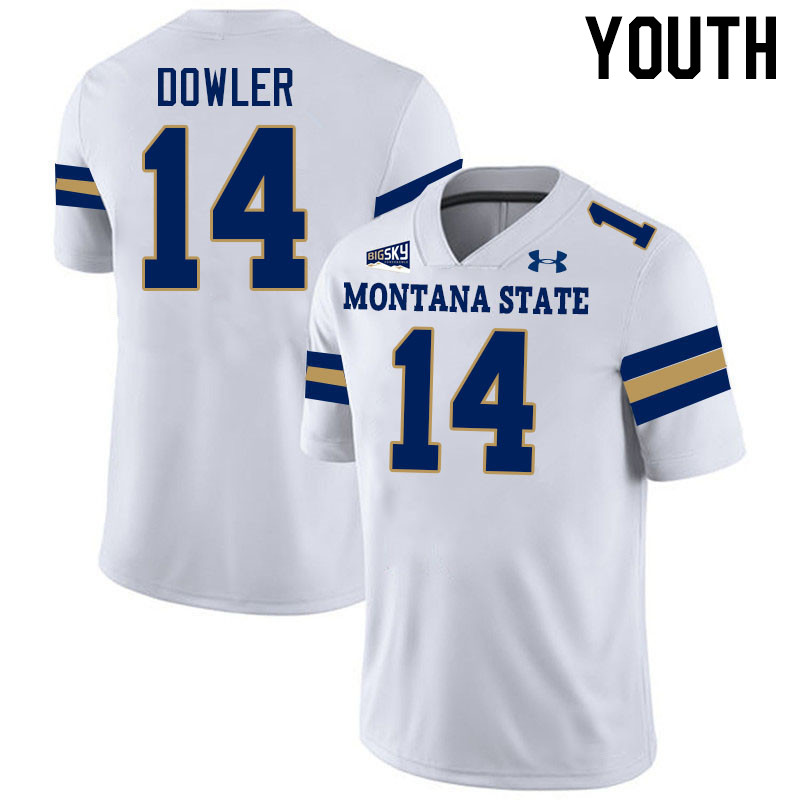 Youth #14 Taco Dowler Montana State Bobcats Jerseys Football Stitched-White